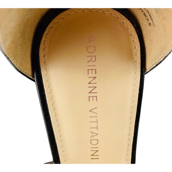 Adrienne Vittadin Black Leather Wedge Heel Open Toe Bootie Sandal Shoes US 9.5M - Picture 10 of 16